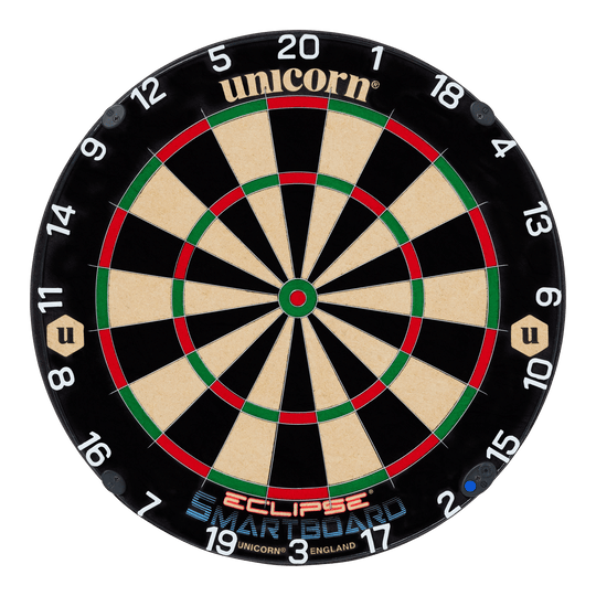 Unicorn Eclipse Smartboard steel dartboard Unicorn Eclipse Smartboard Steeldartboard ist rund dargestellt. Die Zahlen und Segmente sind präzise.