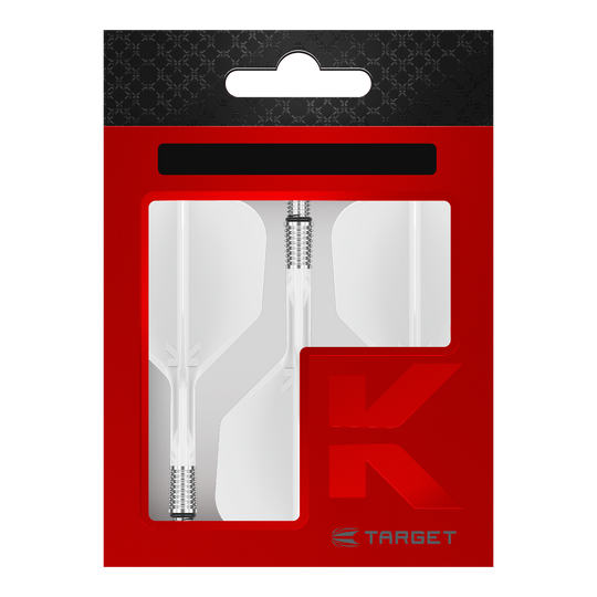 Hier ist ein Foto der Target K-Shift No6 Flights - Weiß abgebildet. Die Flights sind für den Einsatz beim Dartspiel gedacht.