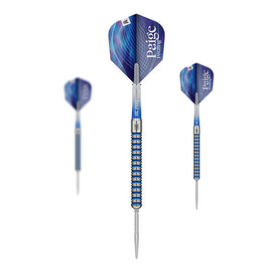 Target Paige Pauling GEN1 Swiss Points Steeldarts - 22g Abgebildet ist das Produkt Target Paige Pauling GEN1 Swiss Points Steeldarts - 22g. Dieses Bild zeigt eine Darts-Set bestehend aus hochwertigen Steeldarts.