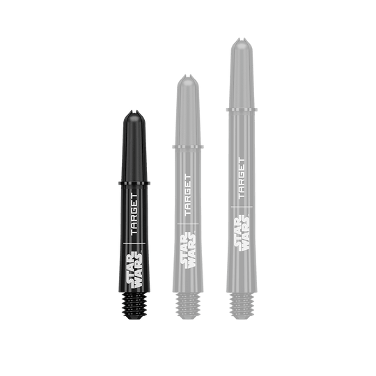 Target Star Wars ProGrip Shafts - Black Abbildung eines kurzen Dart-Schafts aus der Datei 380420_Target_StarWars_ProGrip_Shafts_Schwarz_Short_34mm_1. Es handelt sich um einen schwarzen ProGrip Dart-Schaft in kurzer Ausführung.