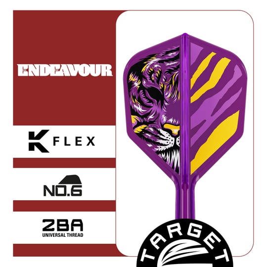 Target Japan K-Flex Endeavor No6 Flights Dieses Foto zeigt ein Produkt mit dem Namen 410316_Target_Japan_K-Flex_Endeavour_No6_Flights_T1. Wahrscheinlich handelt es sich um einen Dart-Flight.
