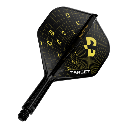 Abbildung eines Dart-Flights, wahrscheinlich Target K-Flex Bolide No2 Standard in 19mm. Das Produkt ist einzeln dargestellt.