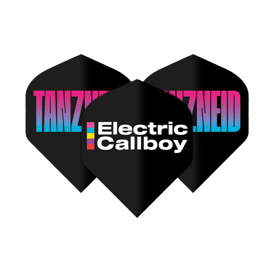 Electric Callboy Tanzneid Album Version Flight Pack - 10 Sets Man sieht das Electric Callboy Tanzneid Album Version Flight Pack - 10 Sets. Das Set enthält Flights für das Dartspiel.