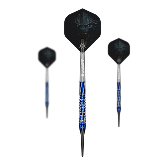 Abgebildet ist das Produkt Bullet Hydra Softdarts - 20g. Es handelt sich um ein Softdart-Set mit moderner Gestaltung.