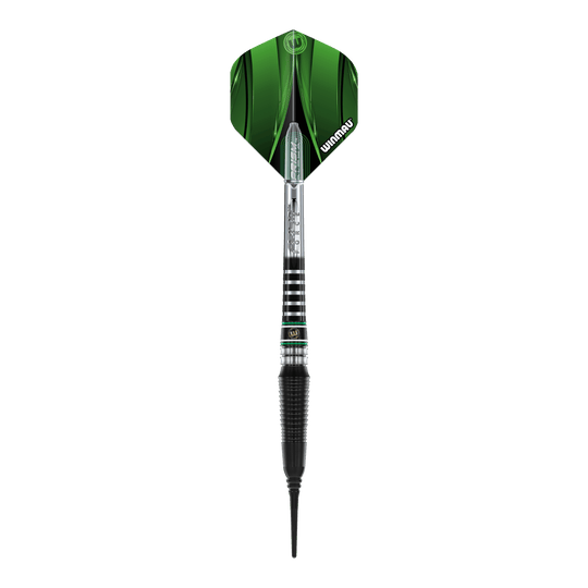 Winmau Sniper Black 2025 soft darts - 20g Ein anderer Blickwinkel auf einen Winmau Sniper Black 2025 Softdart - 20g. Die Konturen sind klar erkennbar.