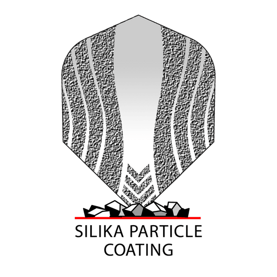 _Harrows_Silika_Lumen_No6_CoatingeyNynHKbYY0w2 Das Bild zeigt ein Dartflight mit einem modernen, strukturierten Design in Schwarz, Grau und Weiß. Unten steht der Produktname "Harrows Silika Lumen Yellow Red No6 Flights" auf einem schwarzen Hintergrund mit roten Akzenten.