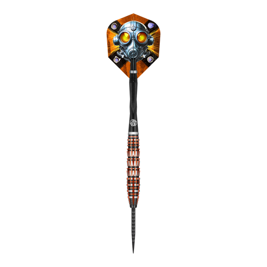 Shot Badlands Rustin Steel Darts - 23g Dieses Bild zeigt den Shot Badlands Rustin Steeldarts - 23g. Der Dartpfeil ist in Nahaufnahme abgebildet.