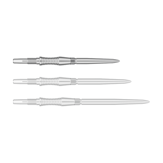 Auf dem Bild ist ein Objekt mit dem Dateinamen 340300_Target_Swiss_Point_Dartspitzen_Signature_RST_Silber_30mm_1 zu sehen. Wahrscheinlich handelt es sich um Dartspitzen in Silber mit einer Länge von 30 mm.