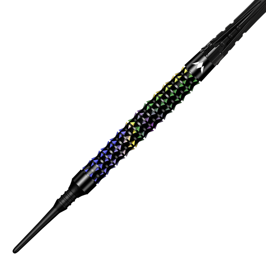 Mission Black Opal Soft Darts - 20g Mission Black Opal Softdarts - 20g wird seitlich präsentiert. Das Design betont die schwarze Oberfläche und die hochwertige Verarbeitung.