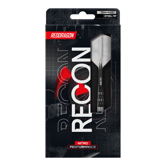 Red Dragon Recon Torpedo Steel Darts Auf dem Foto sind die Red Dragon Recon Torpedo Steeldarts abgebildet. Diese Darts zeichnen sich durch ihre spezielle Torpedoform aus.