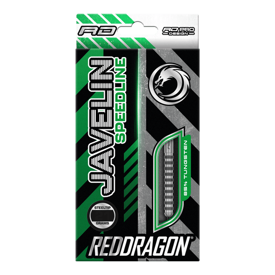 Red Dragon Javelin Speedline steel darts Mehrere Red Dragon Javelin Speedline Steeldarts sind aufgereiht zu sehen. Die Form bleibt konstant.