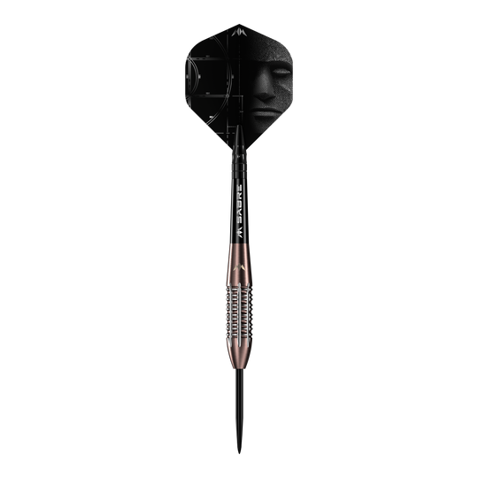 Hier sind die Mission Arkitekt Bronze Silika PVD Steeldarts mit 23,5g zu sehen. Die Darts zeichnen sich durch ihre bronzefarbene Oberfläche aus.
