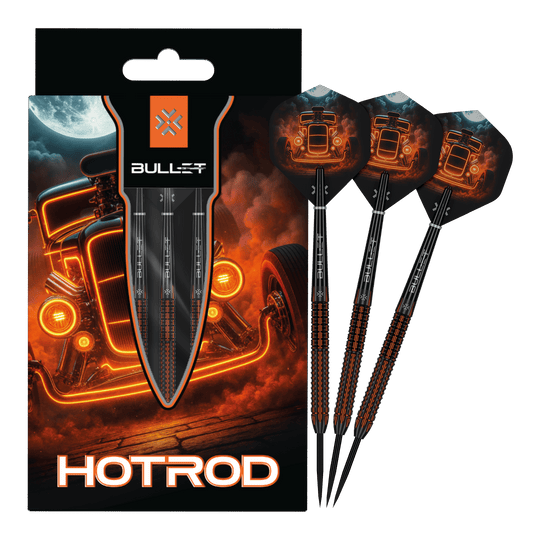 Bullet Hotrod Steel Darts Bullet Hotrod Steeldarts sind zu sehen. Das Bild zeigt das vollständige Set der Steeldarts.