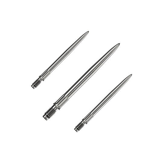 Ein Set silberner Dartspitzen ist abgebildet. Es sind Mission R25 Rapid Point SM1 Dartspitzen mit 30mm Länge.