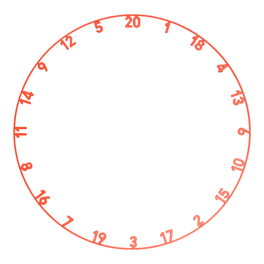 Das Bild zeigt einen Zahlenring mit Lasercut-Design in Inferno Red. Dieses Zubehör gehört zum Darts-Sport.