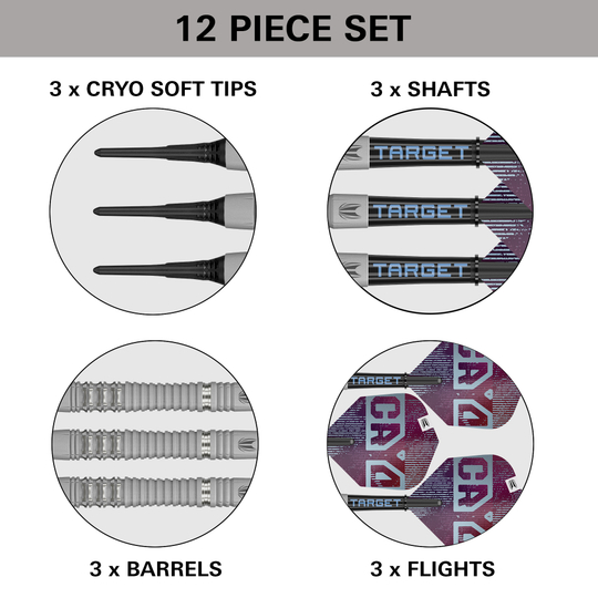 Target Cryo 13 Softdarts Hier sieht man die Target Cryo 13 Softdarts. Das Produkt ist detailliert fotografiert, damit die Qualität erkennbar ist.