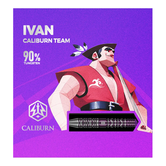 Zu sehen sind die Caliburn Awakening Ivan Steeldarts. Diese Steeldarts sind bekannt für ihre Präzision.