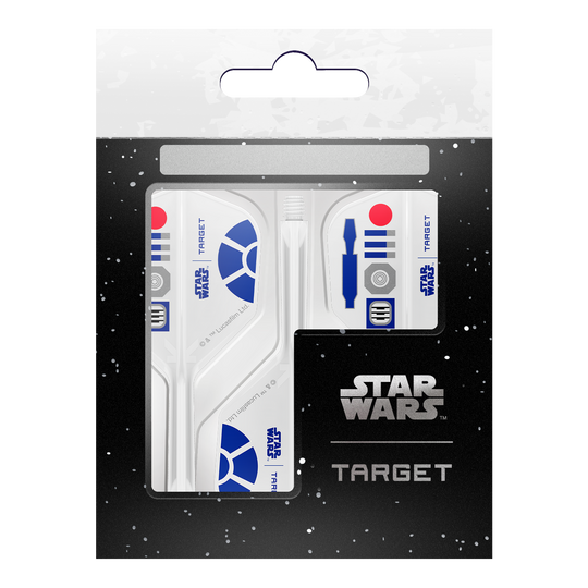 Target Star Wars K-Flex R2D2 No6 Flights Target Star Wars K-Flex R2D2 No6 Flights Dartflights sind auf dem Bild zu sehen. Die Flights zeigen ein Design im Star Wars-Stil mit R2D2-Motiv.