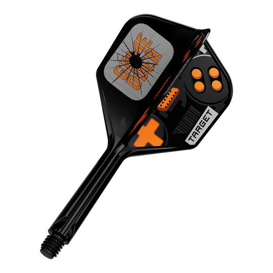 Das Bild zeigt einen einzelnen Dart Flight. Es handelt sich um das Modell 410577 Target K-Flex GameOver No6 Flights 26mm.