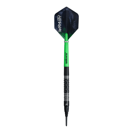 Unicorn Wraith James Wade Soft Darts - 19g Das Foto zeigt die Unicorn Wraith James Wade Softdarts - 19g. Es handelt sich um hochwertige Softdarts für ambitionierte Spieler.