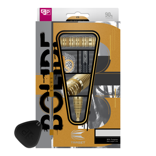 Abgebildet ist der Target Bolide Envy 05 Swiss Point Steeldarts. Das Produkt ist für Dartspieler geeignet.