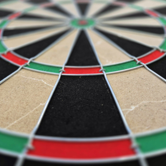 Target Dimitri Van Den Bergh steel dartboard set Target Dimitri Van Den Bergh Steeldartboard Set ist vollständig sichtbar. Das Board steht im Vordergrund.