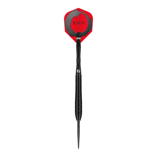 Shot ZEN Torpedo Turbo Point Steel Darts - 23g Auf diesem Bild sind die Shot ZEN Torpedo Turbo Point Steeldarts - 23g zu sehen. Die Steeldarts werden präsentiert.