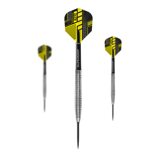 Harrows NX90 Tapered Quick Point Steel Darts Das Bild präsentiert ein Set der Harrows NX90 Tapered Quick Point Steeldarts. Die Darts sind hochwertig verarbeitet und robust.