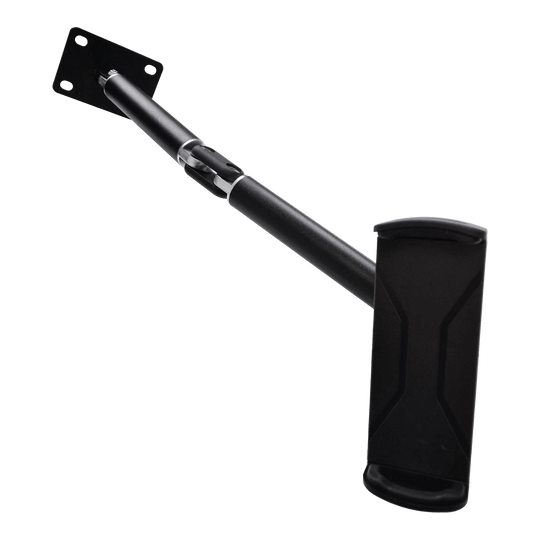McDart TABFlex tablet wall mount with flexible arm Die Abbildung zeigt die McDart TABFlex Tablet-Wandhalterung mit flexiblem Arm. Diese Halterung ist schwarz und lässt sich an der Wand befestigen, um ein Tablet sicher zu halten.