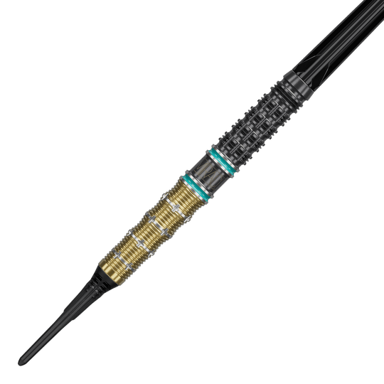 Abgebildet sind die Target Mikuru Suzuki The Miracle GEN7.5 Softdarts mit 19 Gramm Gewicht. Die Softdarts liegen in einer ordentlichen Anordnung.