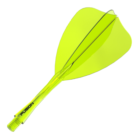 Winmau Fusion Flight Shaft System Arrow Neon Yellow Abgebildet ist ein Dartshaft- und Flight-System in Neongelb, 28 mm lang. Der Artikelname deutet auf ein Winmau Fusion Flight Shaft System Arrow hin.