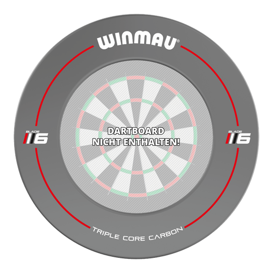 Winmau Blade 6 Design Dartboard Surround - Grau Das Bild zeigt einen grauen Winmau Blade 6 Dartboard Surround. In der Mitte steht: "Dartboard nicht enthalten!"