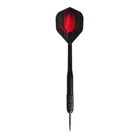 Karella Black Brass Steeldarts - 21g Zu sehen sind die Karella Black Brass Steeldarts mit 21g. Das Produkt besteht aus Messing und ist in Schwarz gehalten.