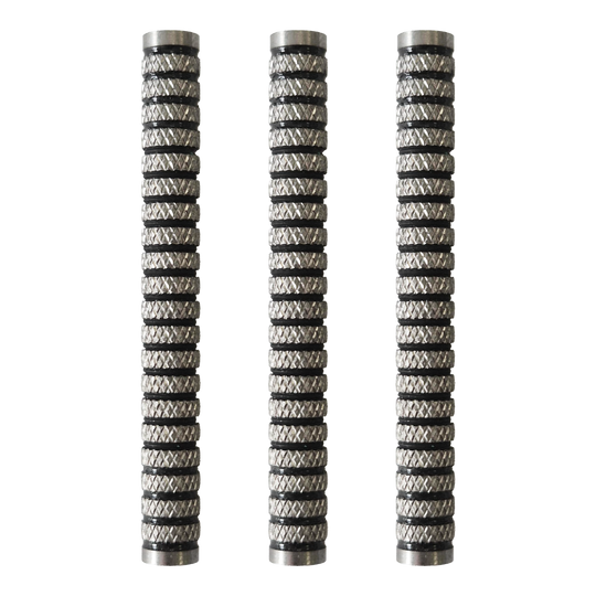 McDart Black Ring Knurled Softdart Barrels - 18g Das Bild zeigt die McDart Black Ring Knurled Softdart Barrels mit einem Gewicht von 18g. Die Barrels sind speziell für Softdarts und zeichnen sich durch eine gerändelte Oberfläche aus.