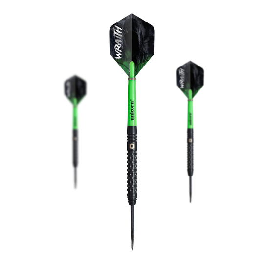 Unicorn Wraith steel darts Das Set Unicorn Wraith Steeldarts ist zusammen abgebildet. Das Produkt wirkt hochwertig.