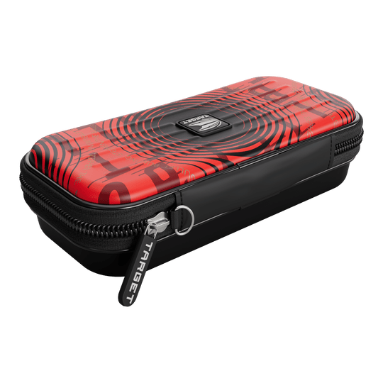 Target Takoma Stephen Bunting dart case Das Bild zeigt das Produkt "Target Takoma Stephen Bunting Dartcase". Das Dartcase ist rot-schwarz gestaltet und hat einen Reißverschluss mit dem Schriftzug "TARGET".