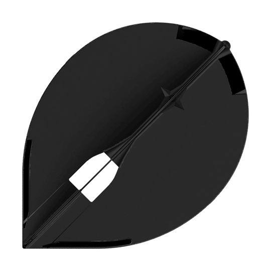 L-Style Champagne L2PRO Teardrop Flights - Black Das Bild zeigt ein schwarzes L-Style Champagne L2PRO Teardrop Flight. Es handelt sich um ein Zubehörteil für Dartpfeile in Tropfenform.