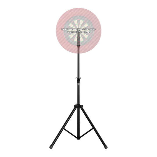 Das Bild zeigt einen Target Dartboard Stand mit einem stabilen, dreibeinigen Stativ. Die Dartscheibe und der Surround sind nicht enthalten.