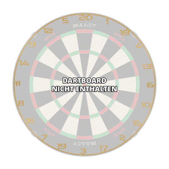 Das Bild stellt einen Dartboard Zahlenring in goldener Farbe dar. Es geht um das Produkt 'BT1000160 Bullet Dartboard Zahlenring Gold 3'.