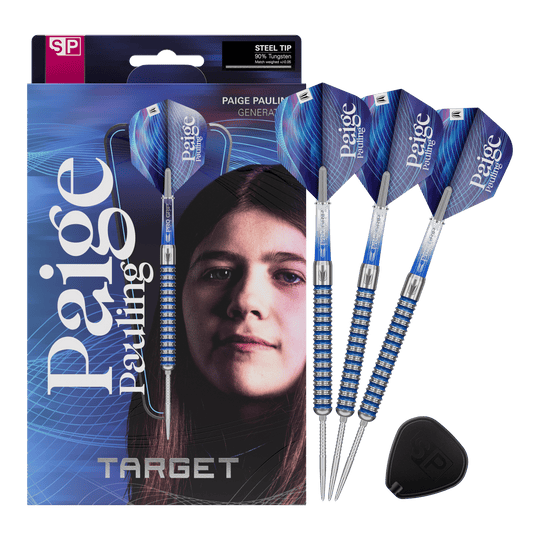 Target Paige Pauling GEN1 Swiss Points Steeldarts - 22g Die Target Paige Pauling GEN1 Swiss Points Steeldarts - 22g werden präsentiert. Das Produkt ist detailliert abgebildet.