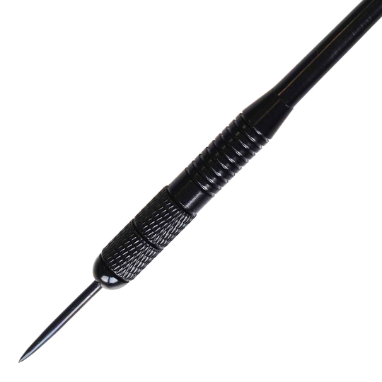 Dieses Bild zeigt Karella Black Brass Steeldarts mit einem Gewicht von 21g. Die schwarzen Messing-Steeldarts sind ideal für Dartliebhaber.