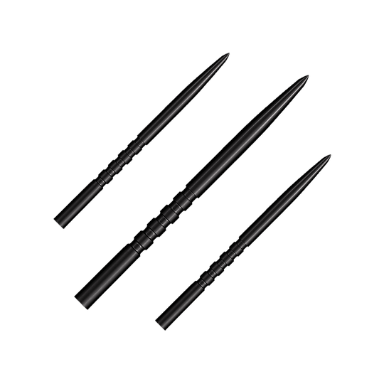 Ein Bild zeigt ein Produkt mit dem Namen SM3823_Shot_Grip_Point_Steeldartspitzen_Schwarz_45mm_1Set. Das Produkt ist vermutlich ein Set von schwarzen Dartspitzen.