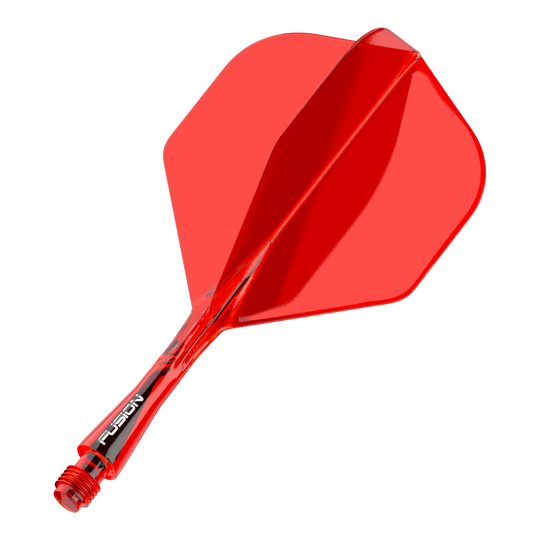 Winmau Fusion Flight Shaft System Standard Red Das Bild zeigt ein rotes Dartflight- und Shafts-System. Es handelt sich um das Winmau Fusion Flight Shaft System in Standardgröße mit einer Länge von 22 mm.