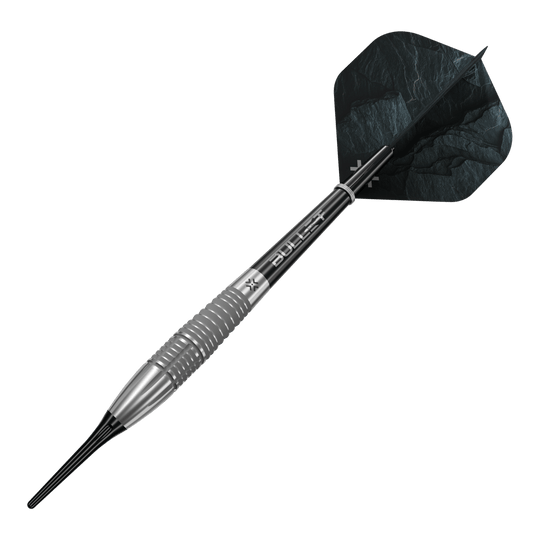 Abgebildet sind die Bullet Monolith 20g Soft Darts. Diese Darts eignen sich ideal für Softdartspieler.
