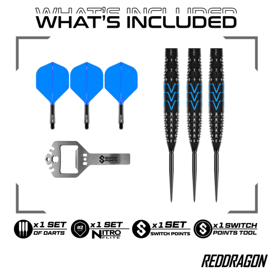 Red Dragon AMP Torpedo Switch Point Steel Darts Auf dem Bild ist Red Dragon AMP Torpedo Switch Point Steeldarts zu sehen. Diese Darts bieten eine innovative Switch Point Funktion.