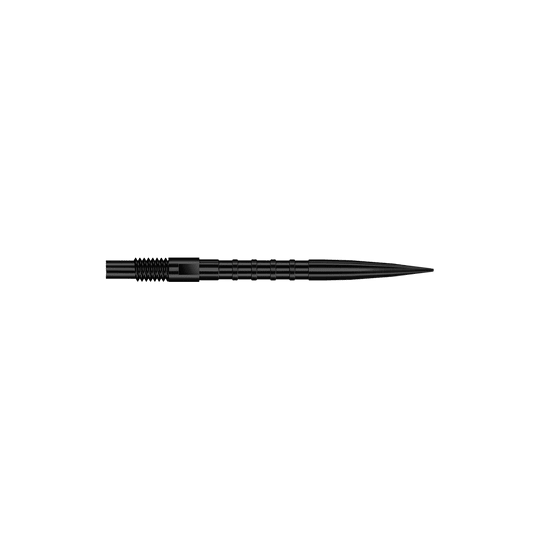 Harrows Quick Point Heavy Metal Dart Tips - Black Gezeigt wird QP33164 Harrows Quick Point HeavyMetalGrip Dartspitzen Schwarz 26mm. Es sind schwarze Dartspitzen mit besonderem Grip-Design.