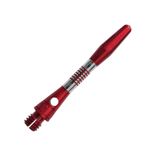 Bulls NL Cetra Aluminum Shafts - Red Gezeigt werden rote BullsNL Cetra Aluminium Shafts mit einer Länge von 34 mm. Das Produkt ist für das Dartspiel gedacht.