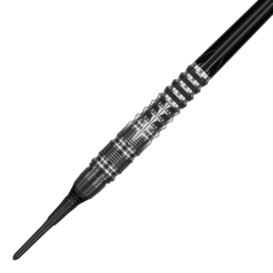 Das Bild zeigt die Target Black Marque Blaze Softdarts mit einem Gewicht von 18g. Hochwertige Softdarts für präzises Dartspiel.