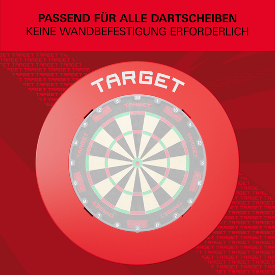 Target Notched Dartboard Surround Das Bild zeigt eine rote Umrandung für ein Dartboard. Die Struktur ist klar zu erkennen.