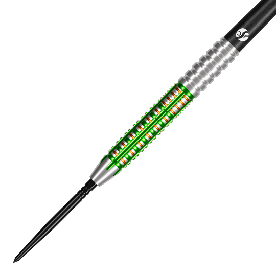 Shot Pro Series Willie O'Connor Turbo Point Steeldarts Zu sehen ist ein Set Shot Pro Series Willie O'Connor MatchDart Steeldarts. Die Darts liegen nebeneinander.